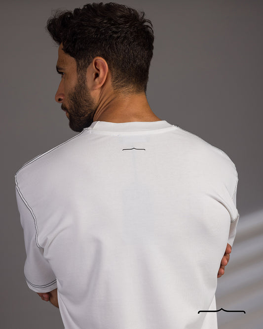 Stitched oversize T- shirt in White