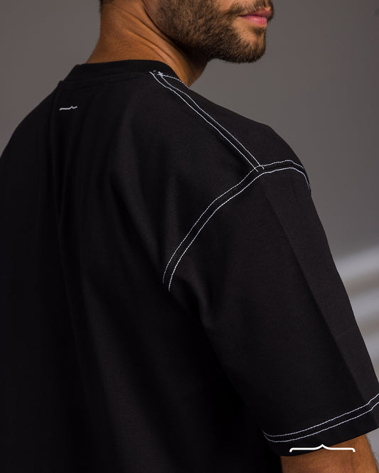 Stitched oversize T- shirt in Black