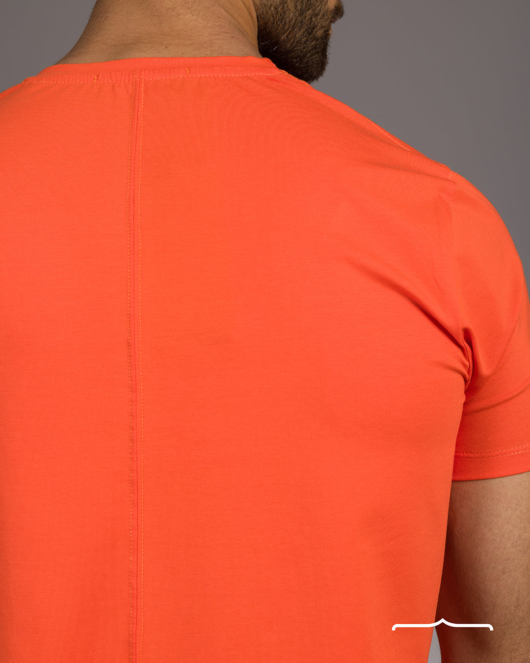 Curved Back O-Neck T-shirt  in Orange for men