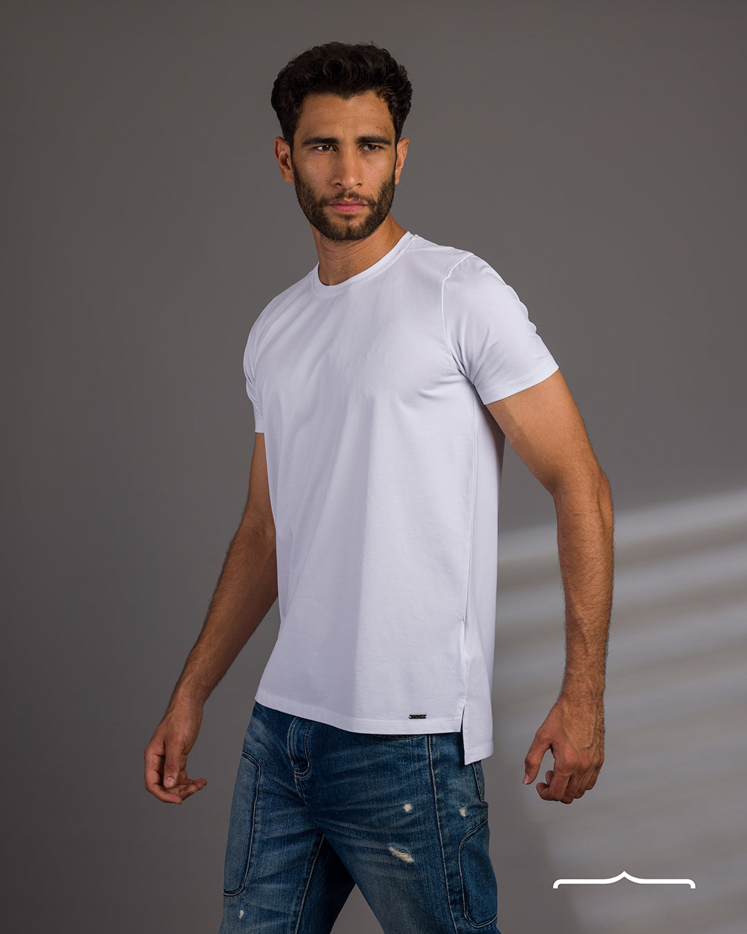 men's in white t-shirt