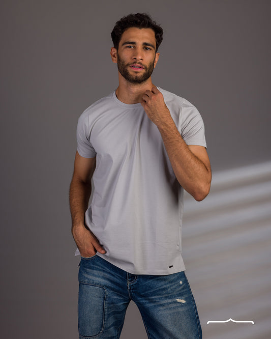 Split T-shirt in Light Grey - sizes from s to 2xl