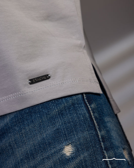 Material: 180 gm 95% Cotton 5% Lycra. / Split T-shirt in Light Grey