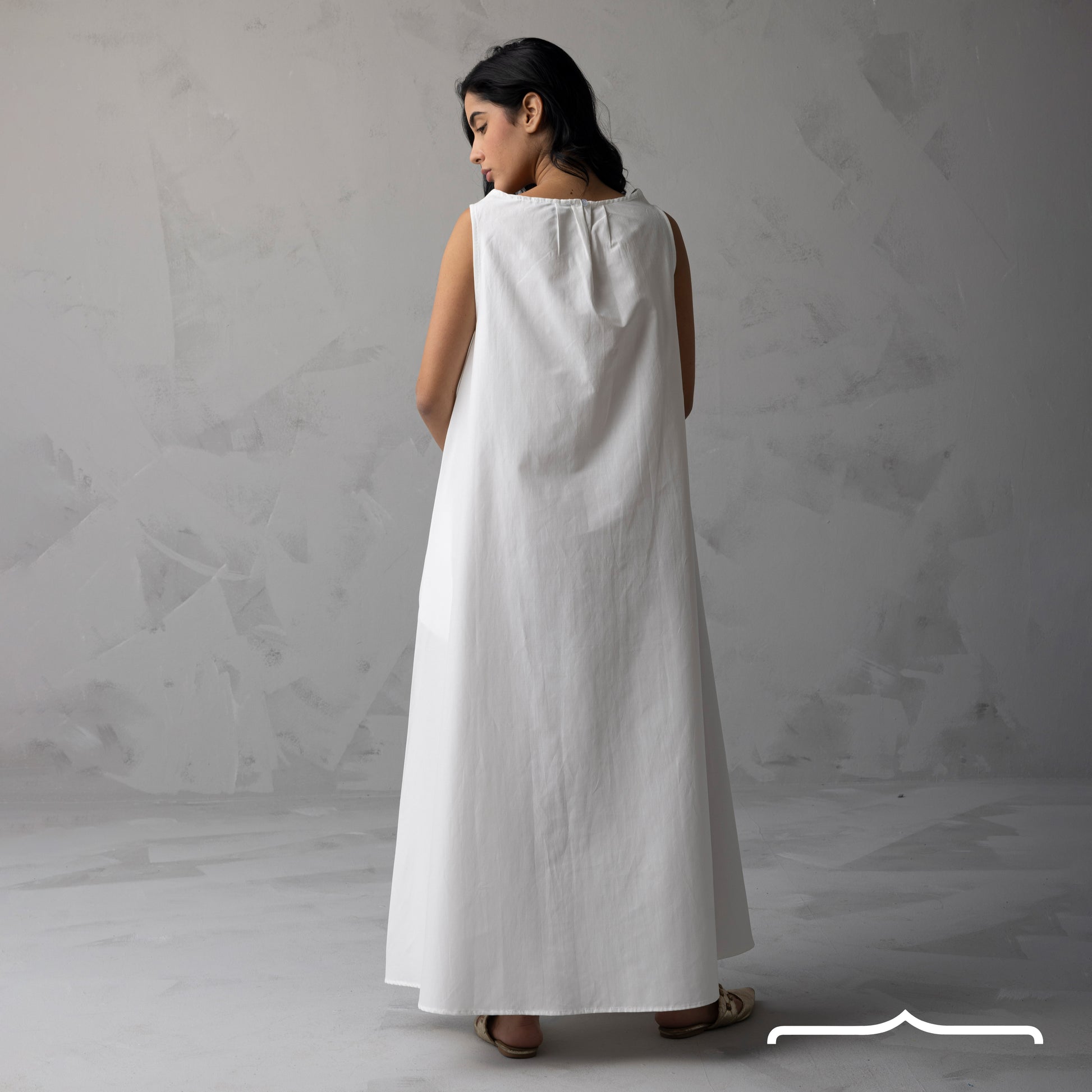Poplin dress in White