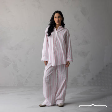 Striped Linen set in pink