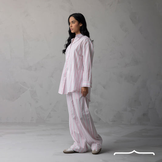 Striped Linen set in Pink