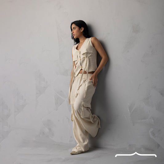 women Linen Set in Beige