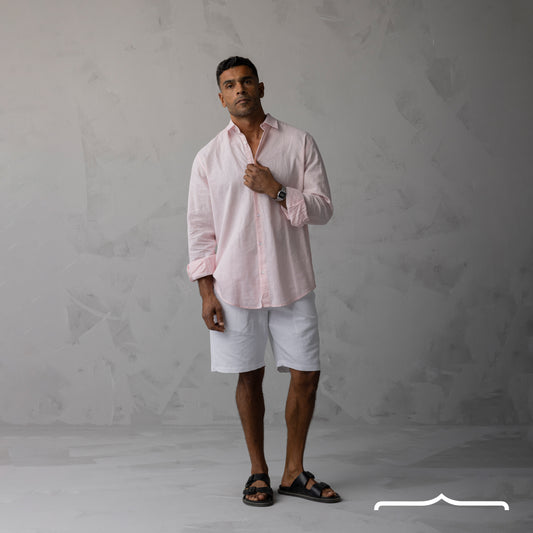 Linen Shirt in Pink color 100% linen material