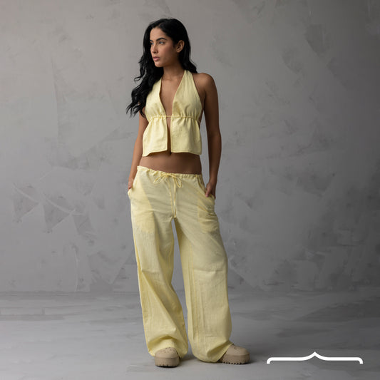 Halter top linen set in Yellow