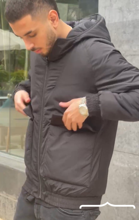 Double-Face Waterproof X Nylon jacket in black