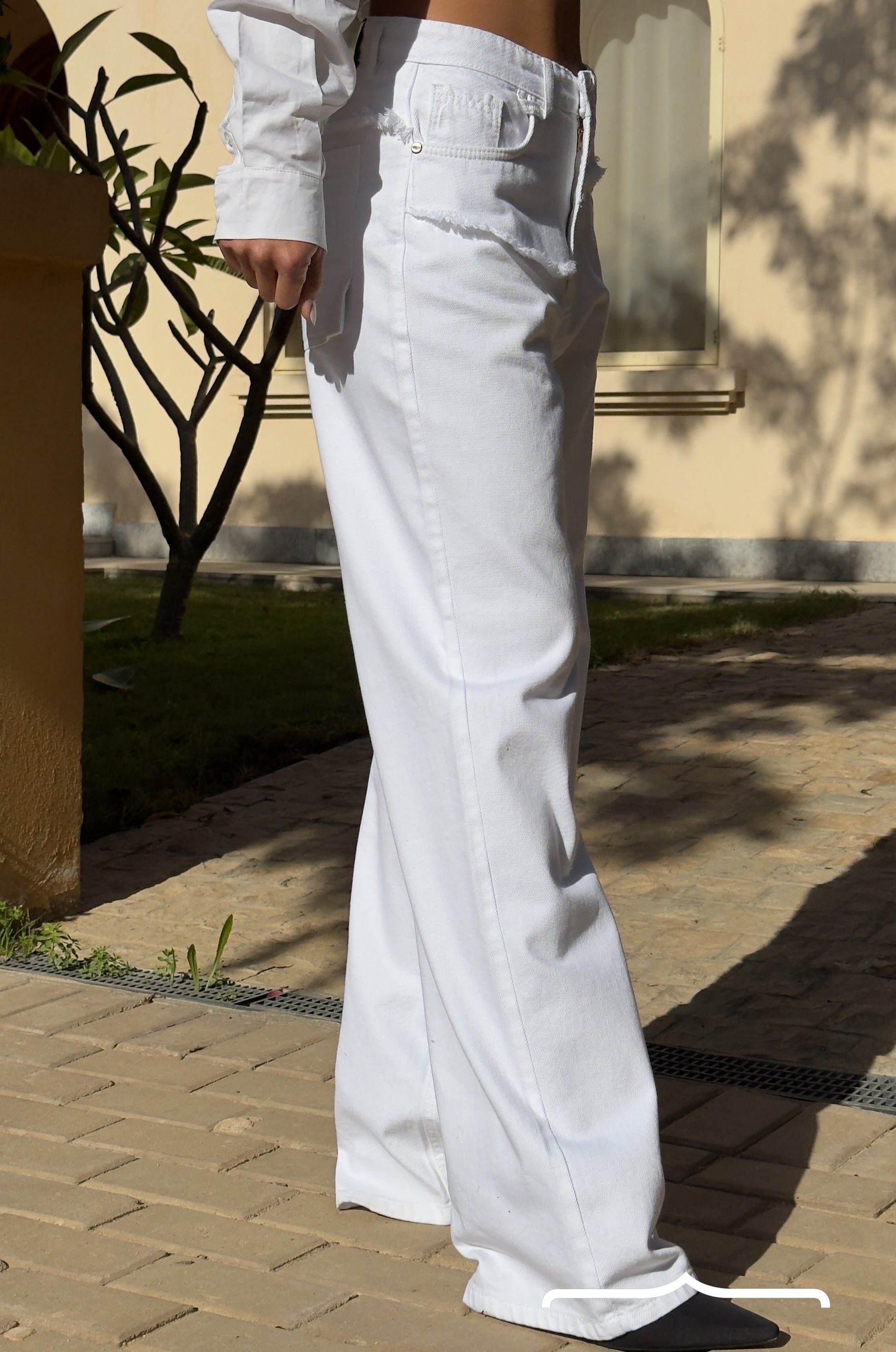 Layered denim in White - oversized jeans for women
