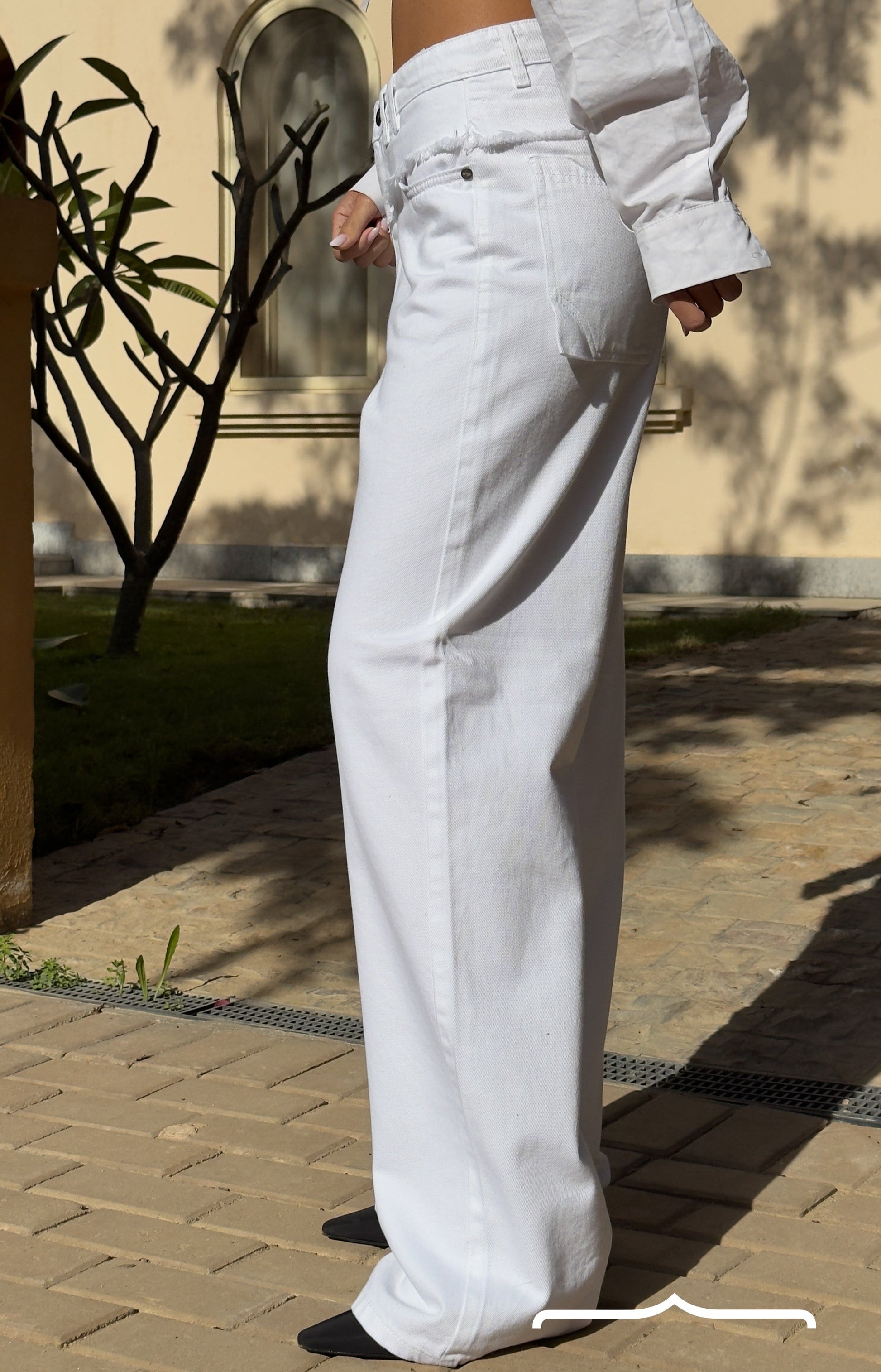 Layered denim in White