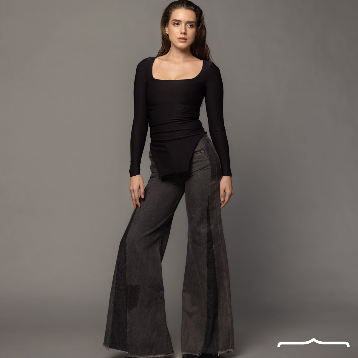 Side Split Basic Top in Black