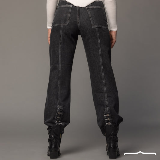 Stitched Jeans in Washed Grey