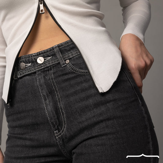 Stitched Jeans in Washed Grey