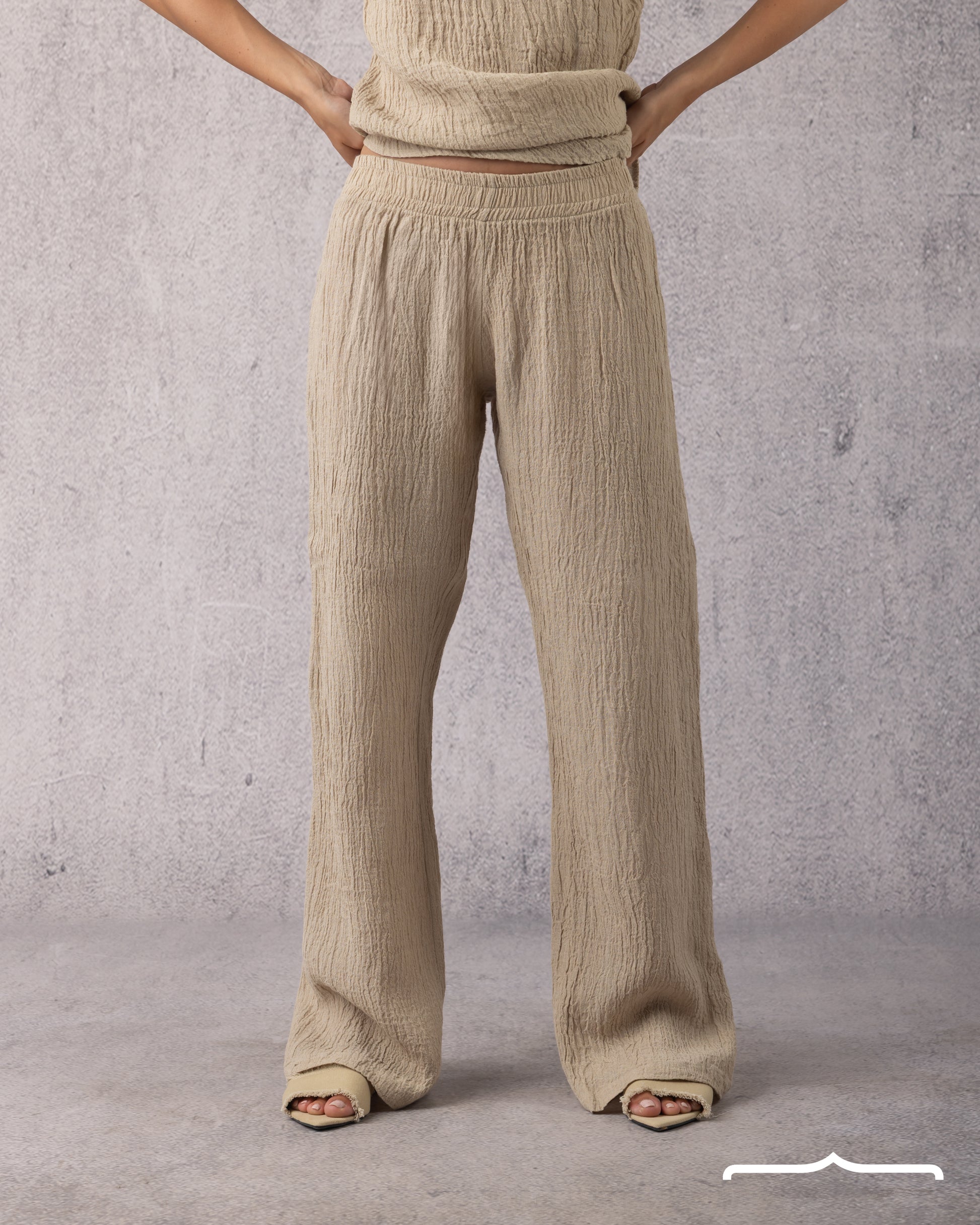women Linen Set in Beige