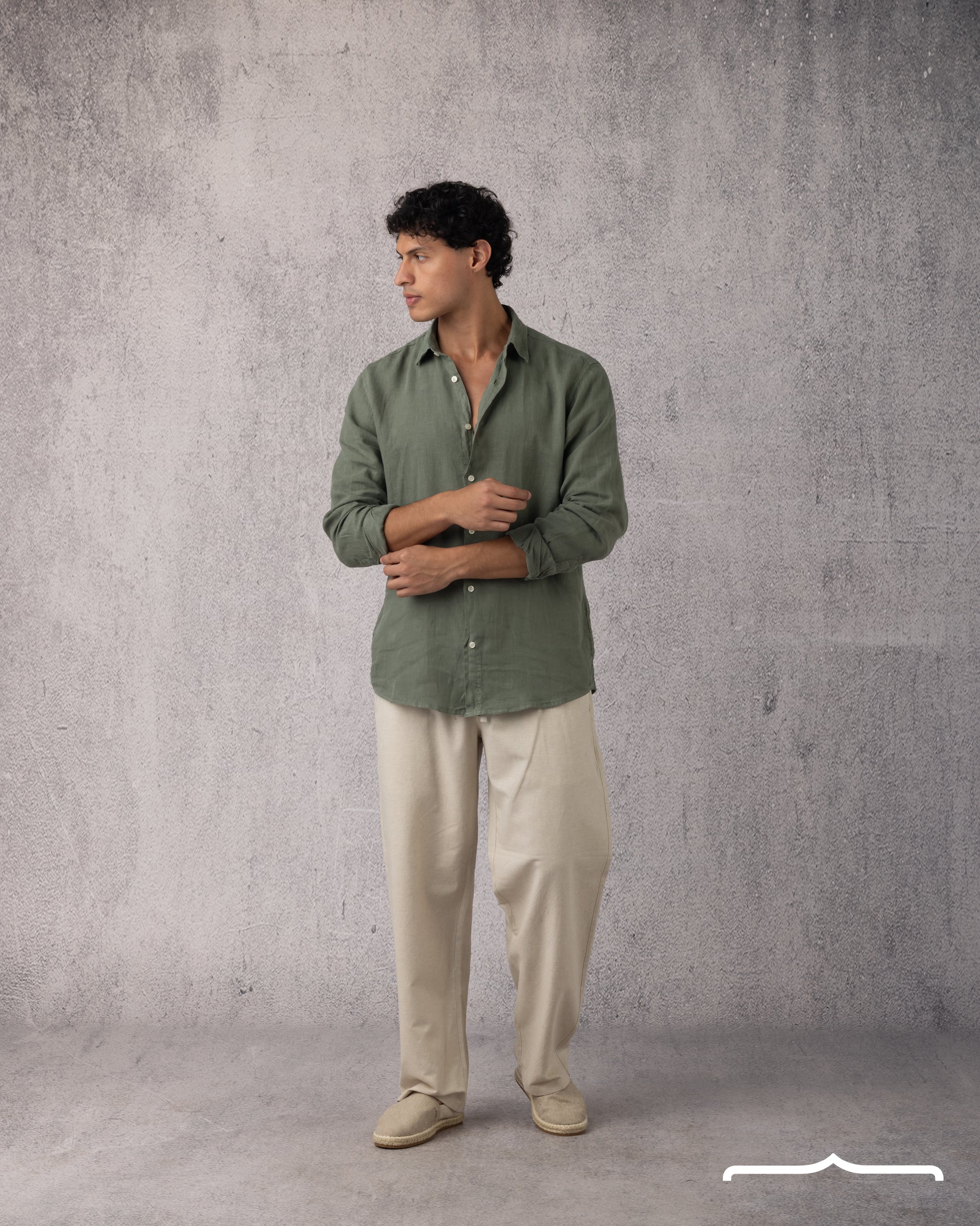 Linen Relaxed Pants in Beige