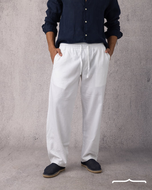 Linen Relaxed Pants in White men