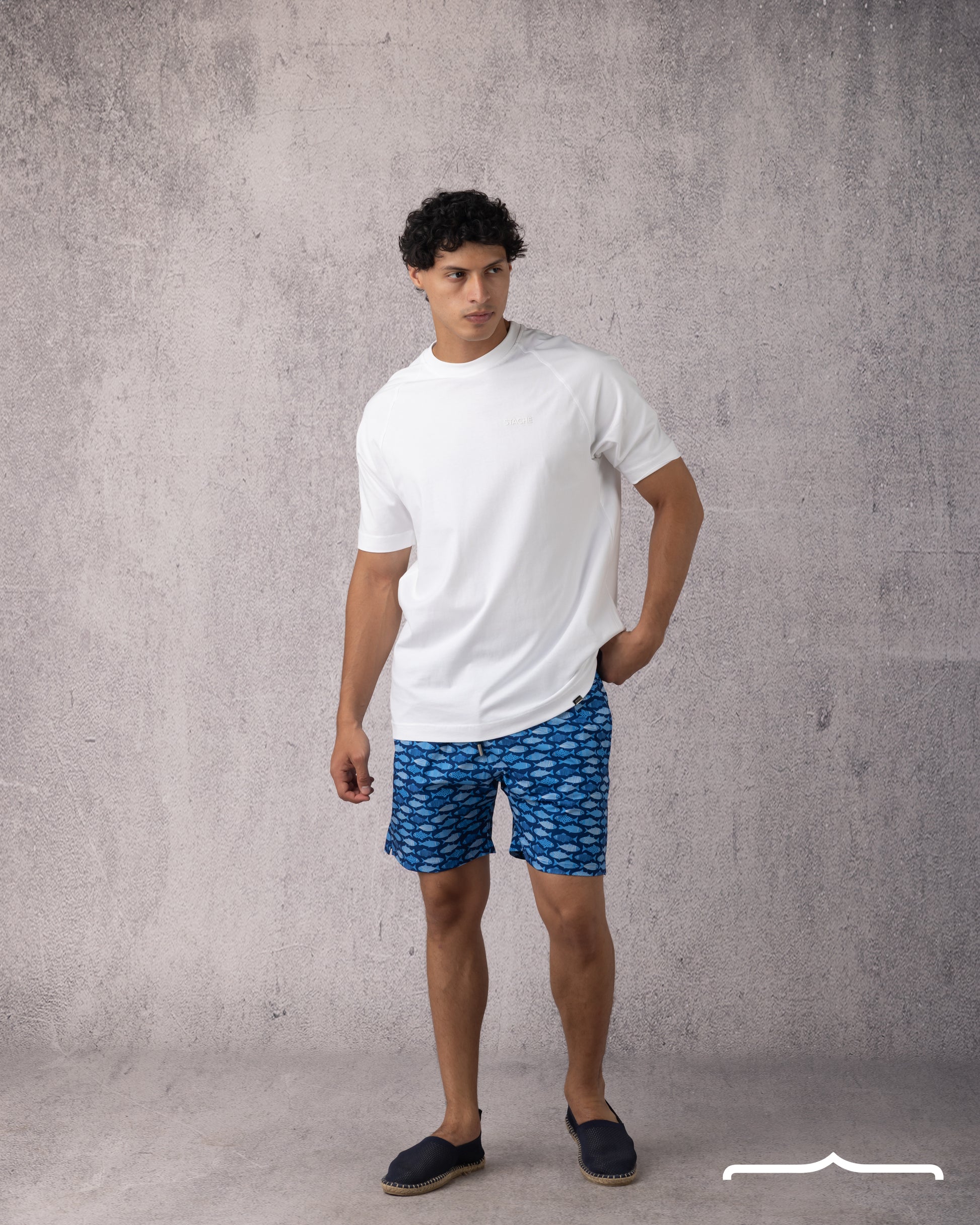 MEN'S Fish Printed Swim Short in Blue