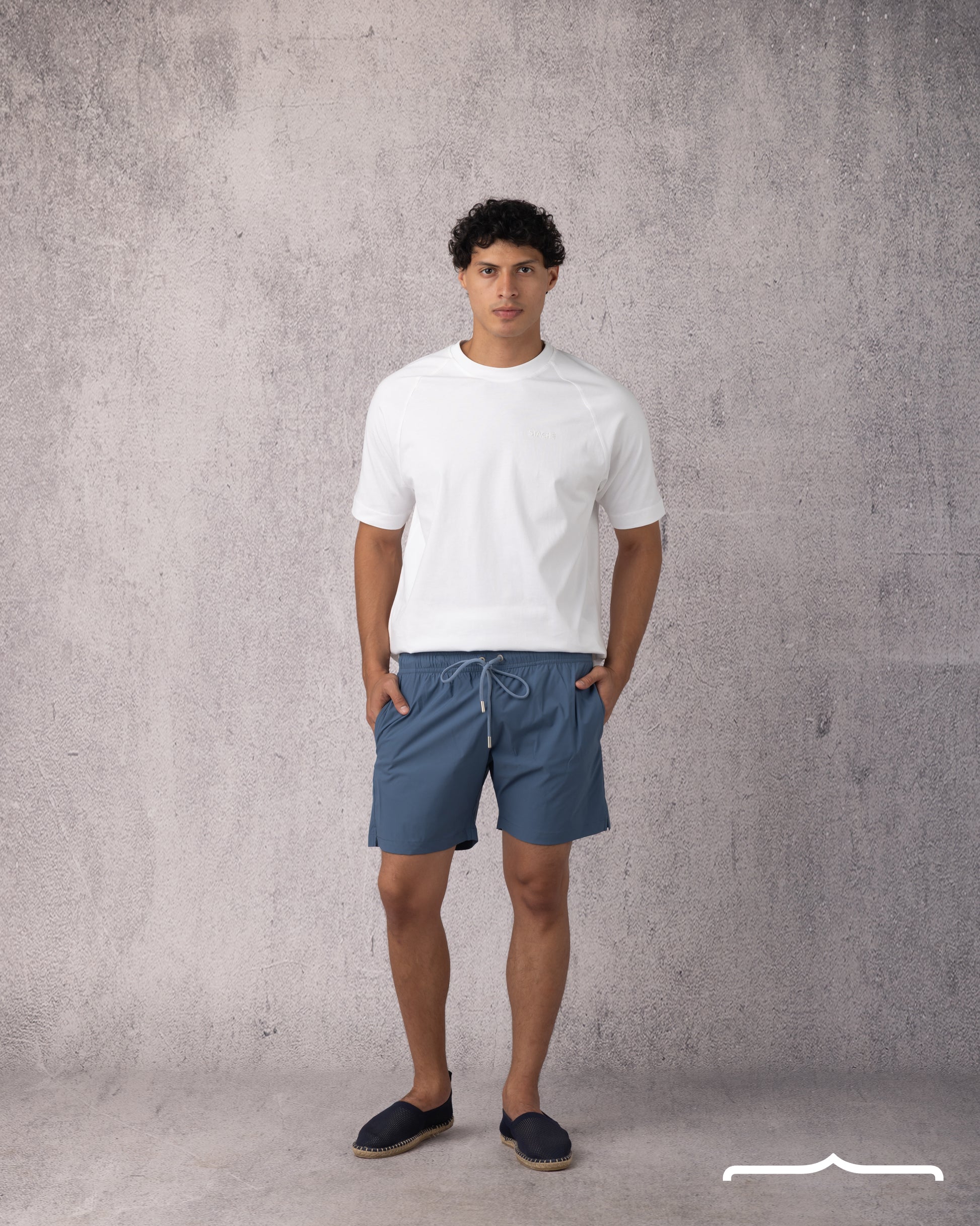 men's Solid Swim Short in Blue