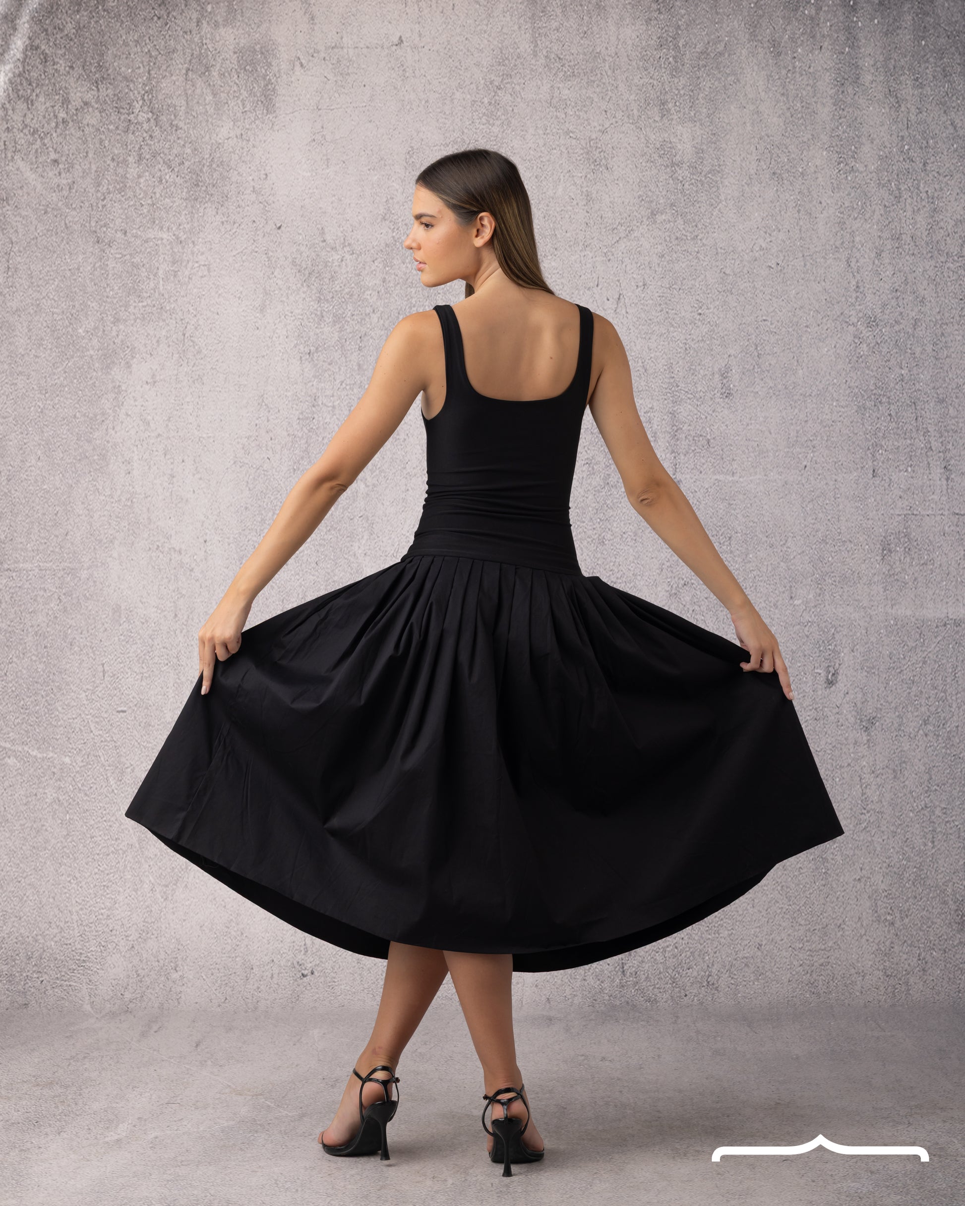 The Audrey Drop-Waist Dress in Black