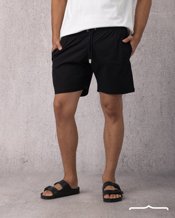 Solid Swim Short in Black