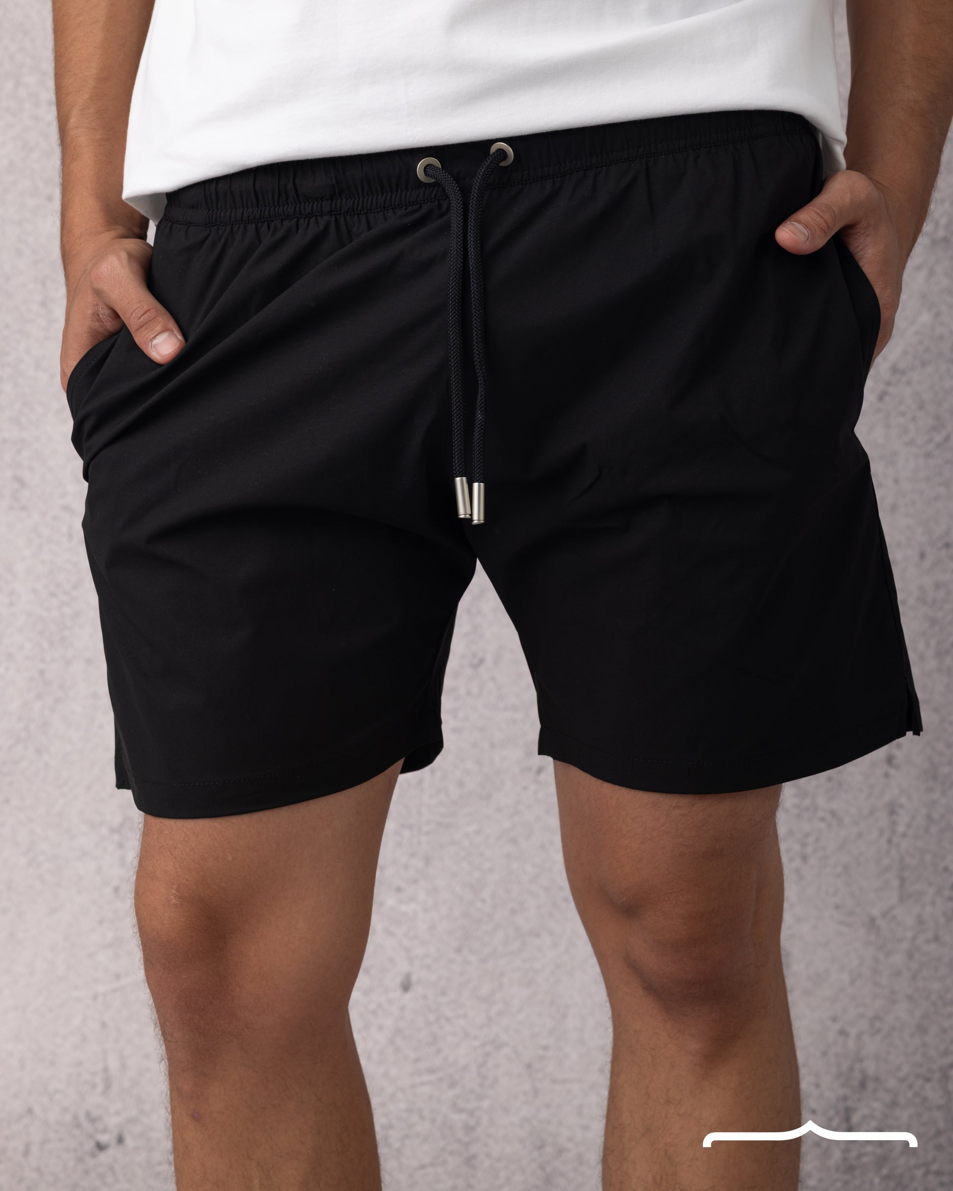 Solid Swim Short in Black
