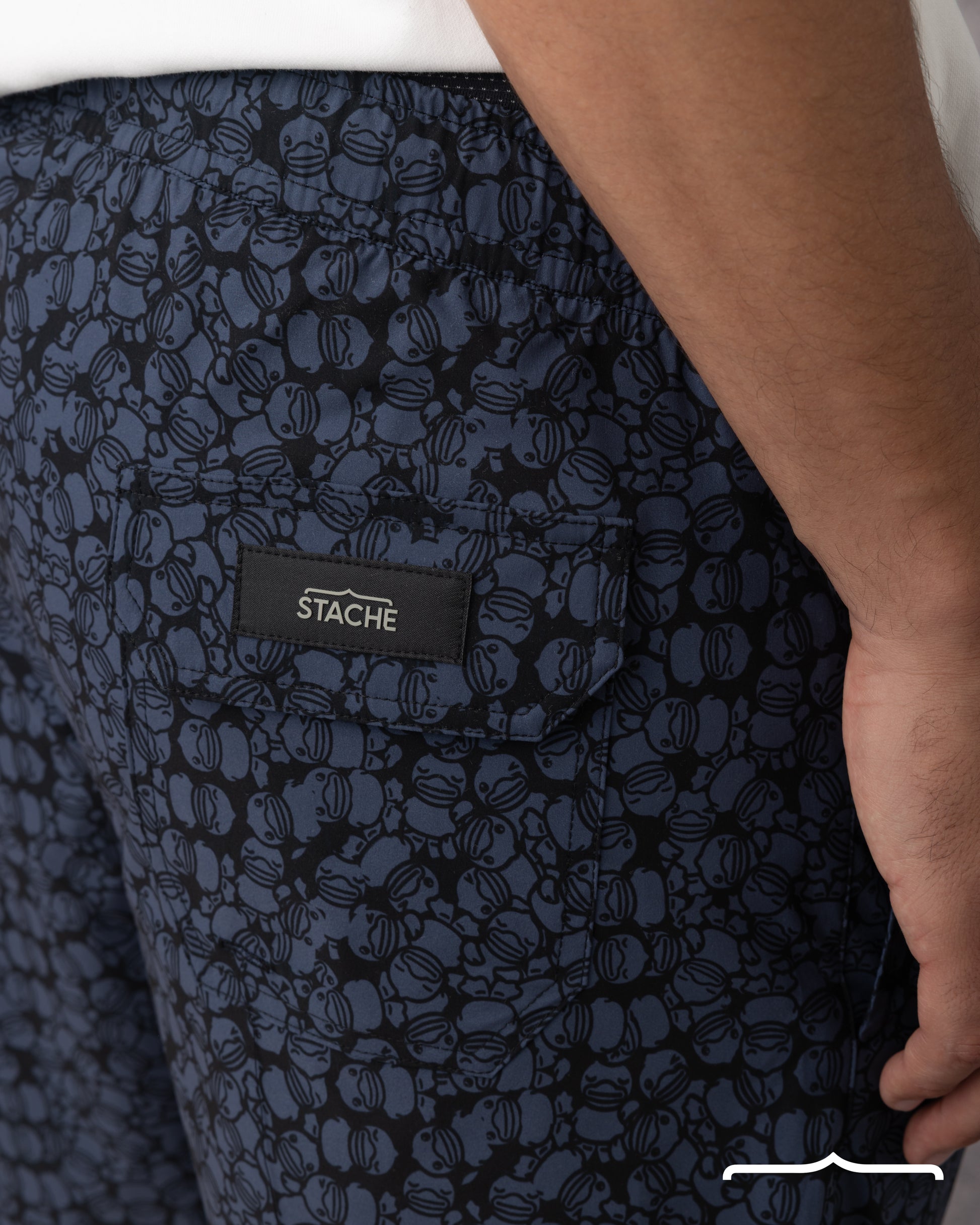 Duck Face printed Swim Short in black