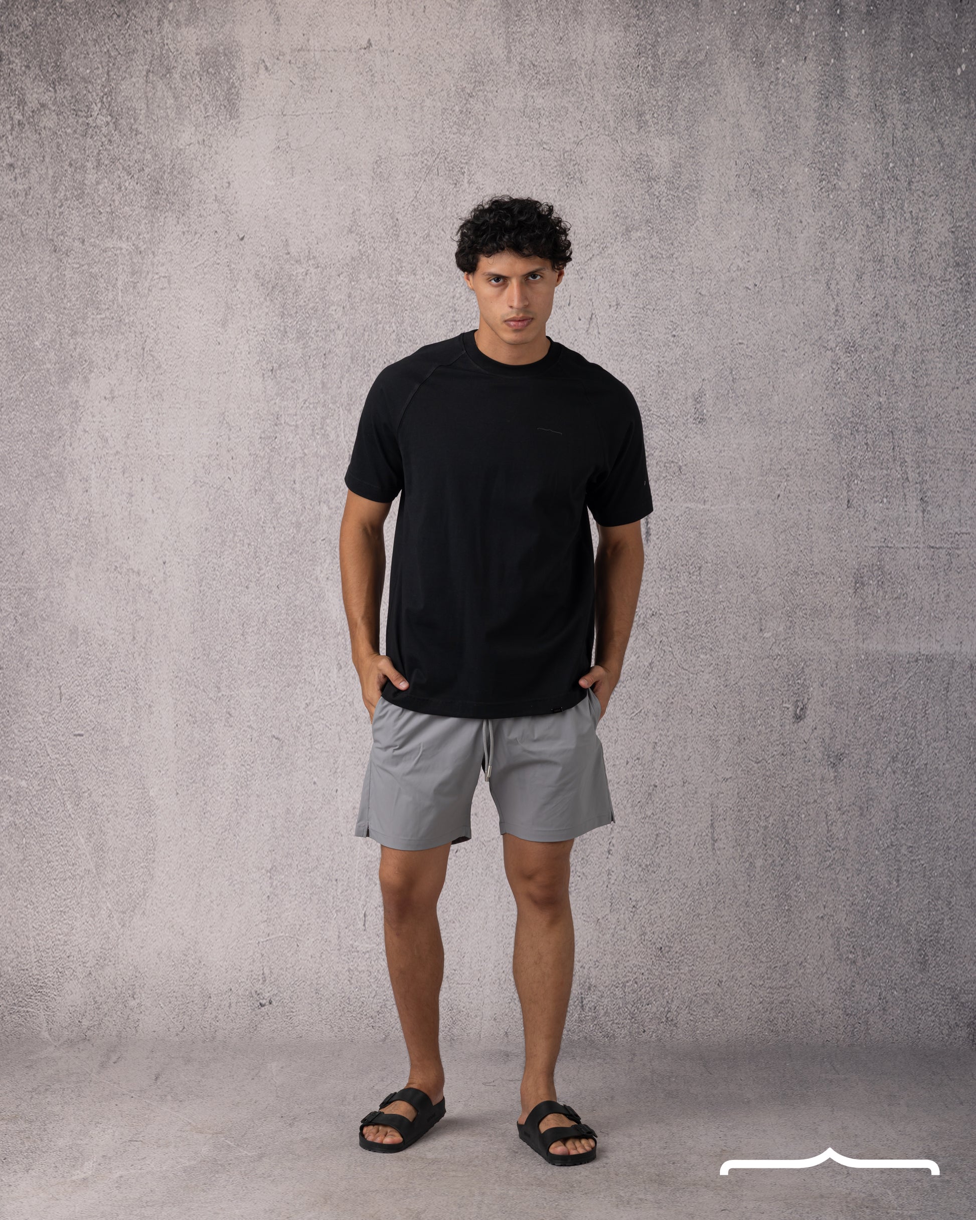 men's Solid Swim Short in Light Grey