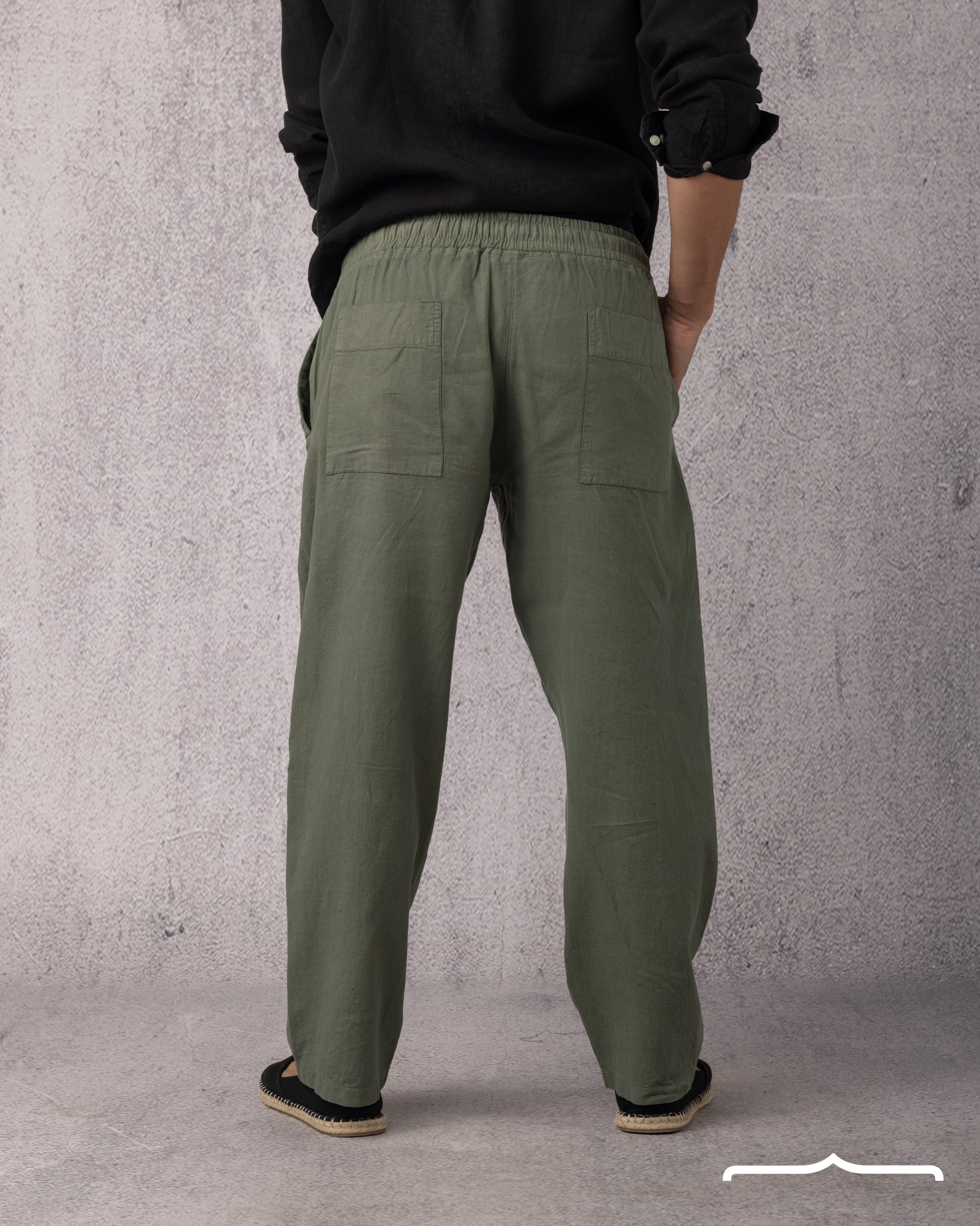 Linen Relaxed Pants in Olive for men