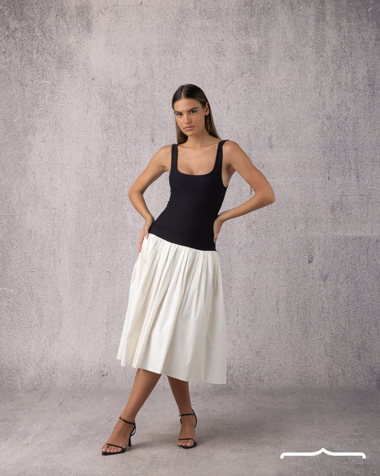 The Audrey Drop-Waist Dress in White