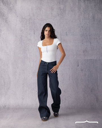 Ribbed Bodysuit in White