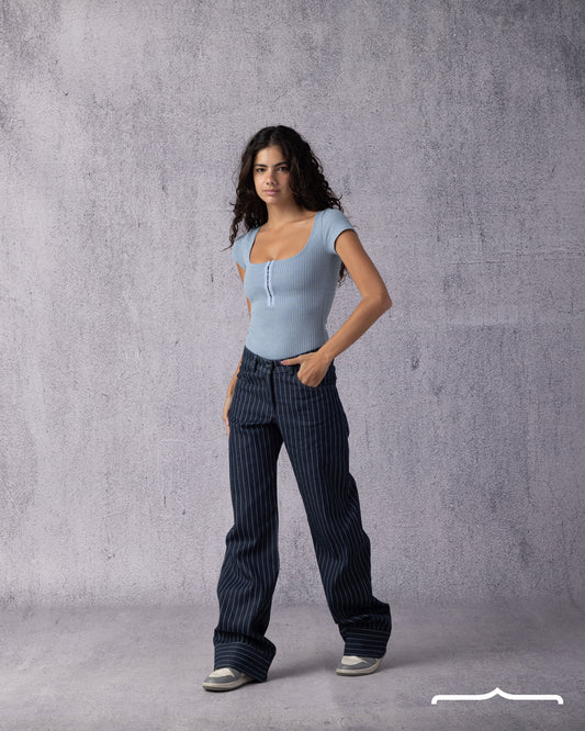 Ribbed Bodysuit in Baby Blue