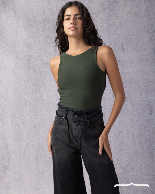 Backless Bodysuit in Olive