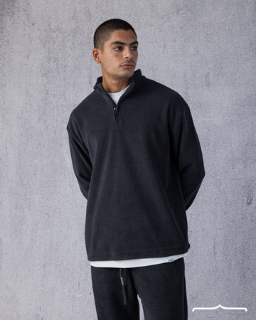Textured Half Zipper Sweatshirt in Dark Grey