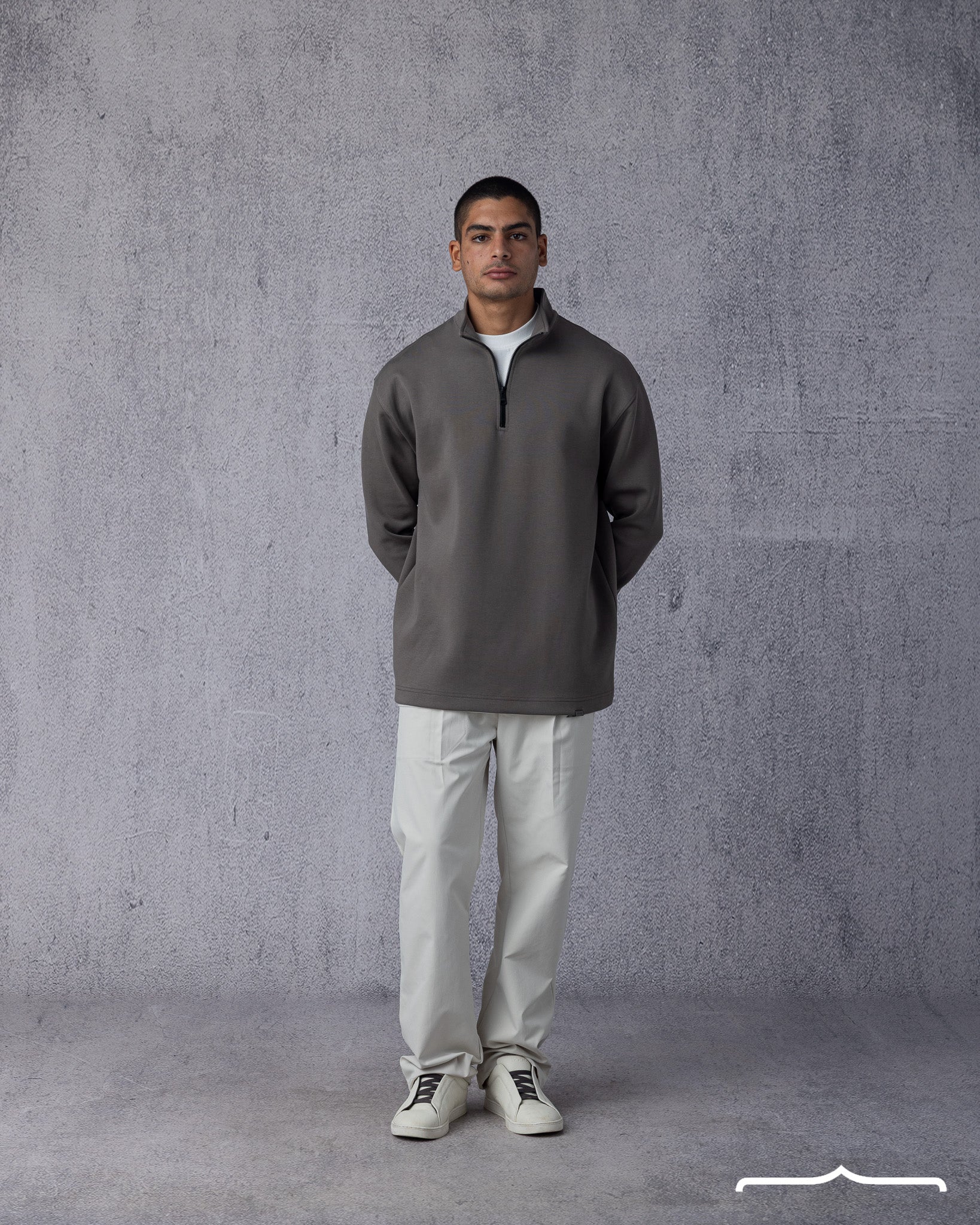 Zip-Collar Sweatshirt in Light Brown for men