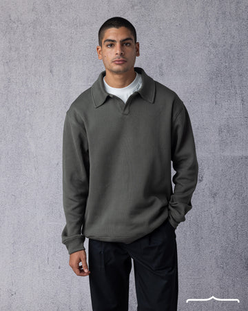 Polo Sweatshirt in Olive
