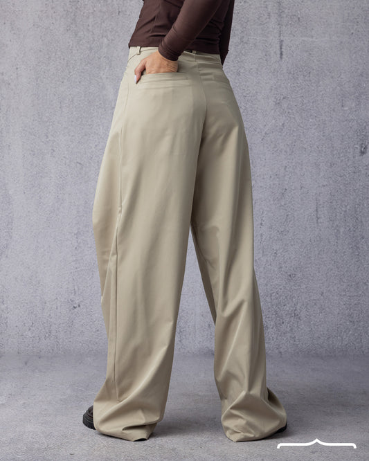 Double Pleated Trousers in Beige
