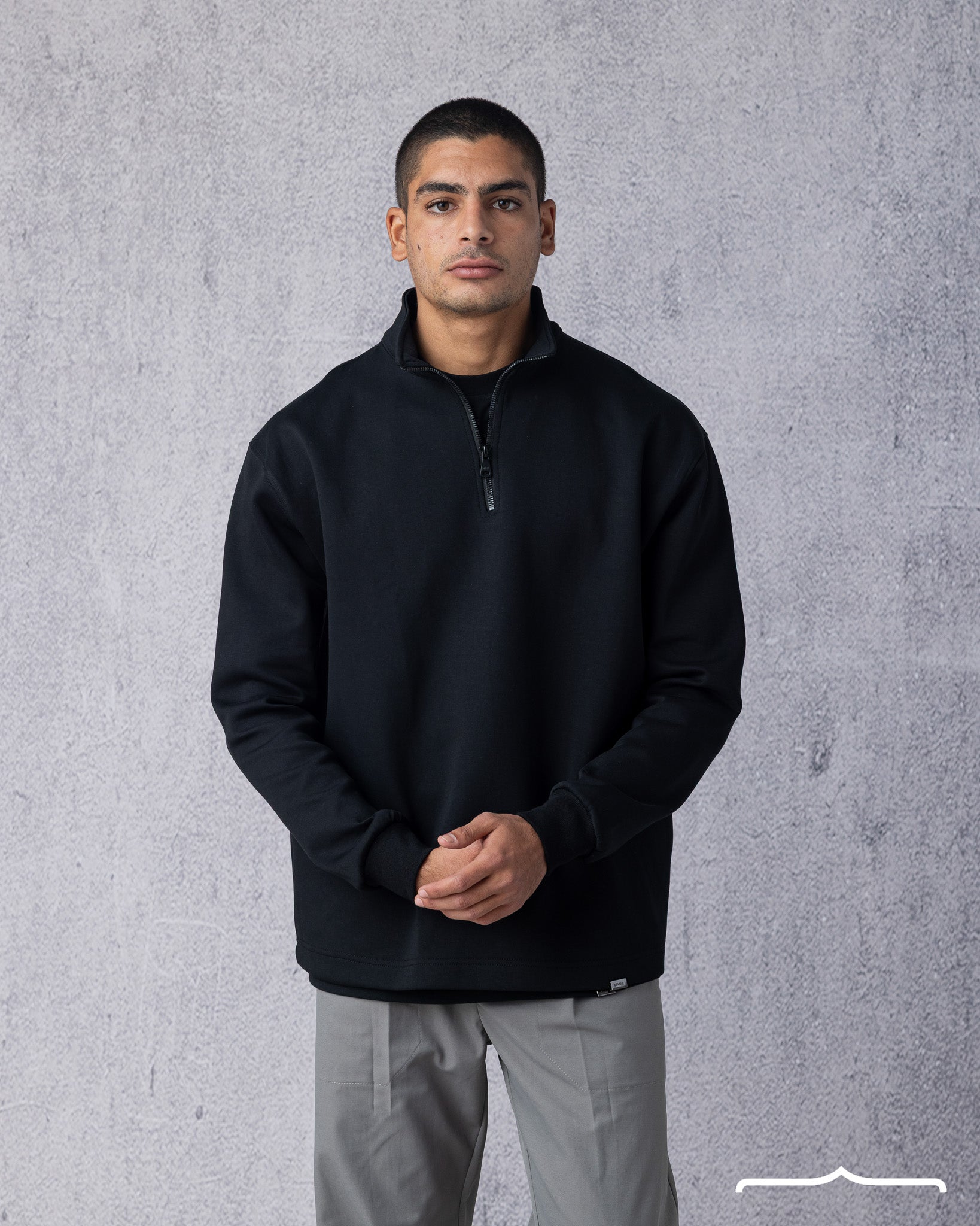 Zip-Collar Sweatshirt in Black for men
