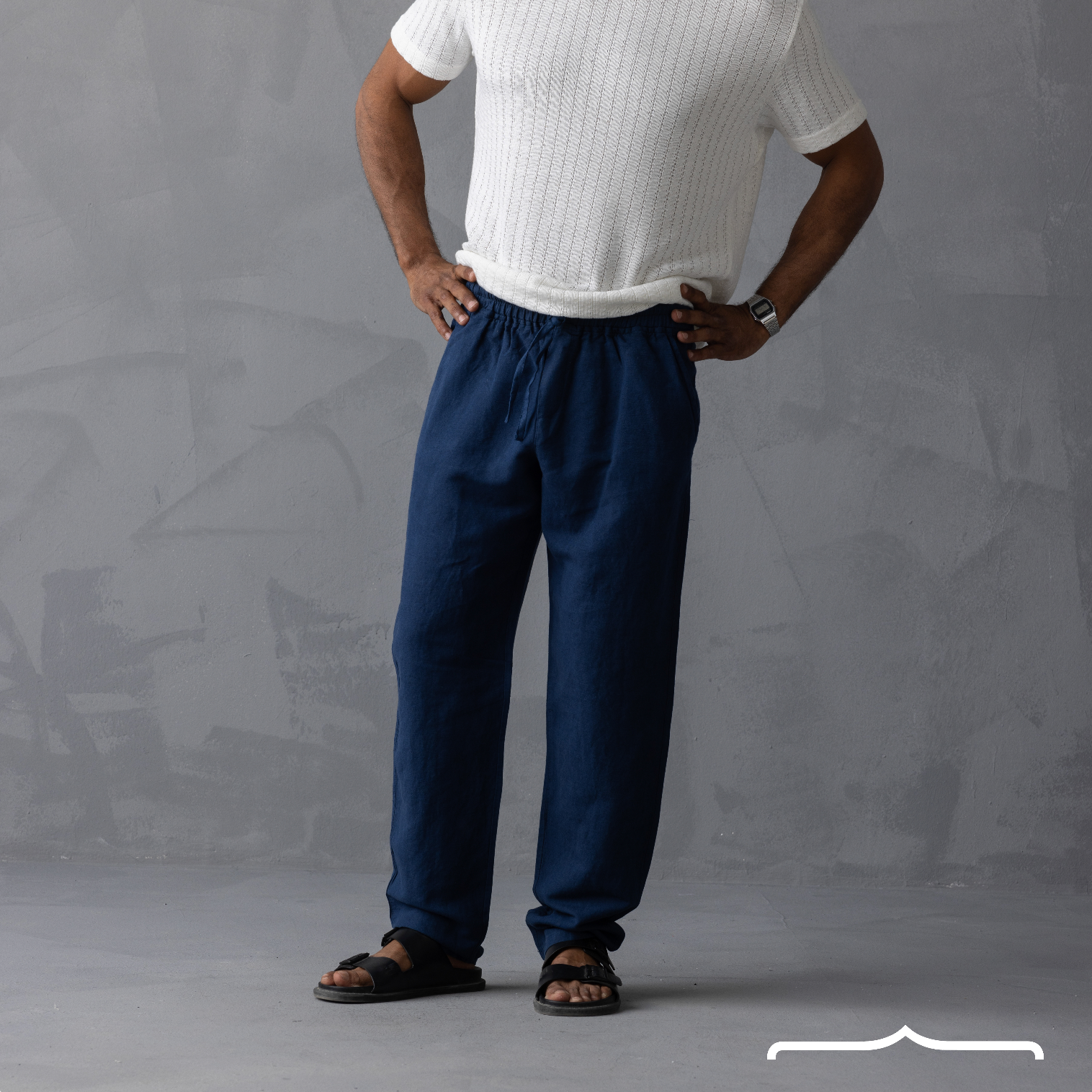 navy blue linen pants