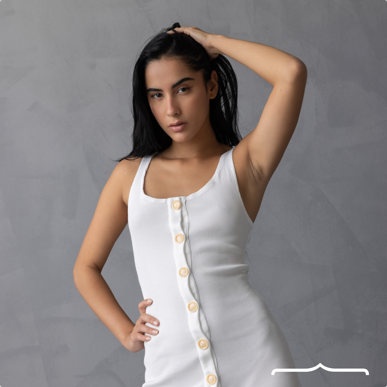 Stretchy ribbed dress in White