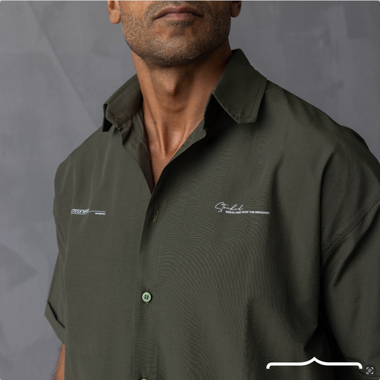 Front Pockets Oversize shirt in Olive