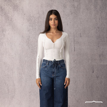 Raw Edge top in White