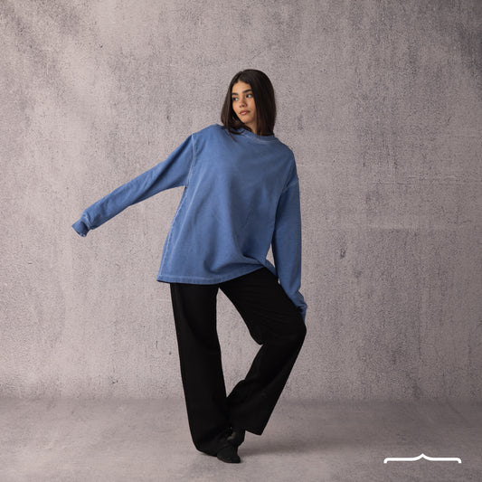 Washed sweatshirt in Baby blue