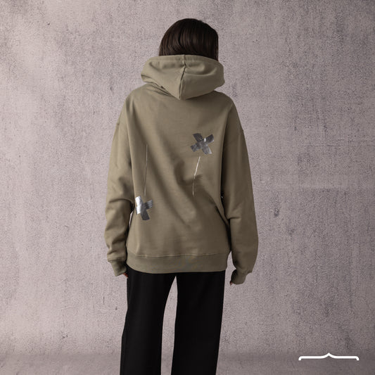 X sign hoodie in Olive