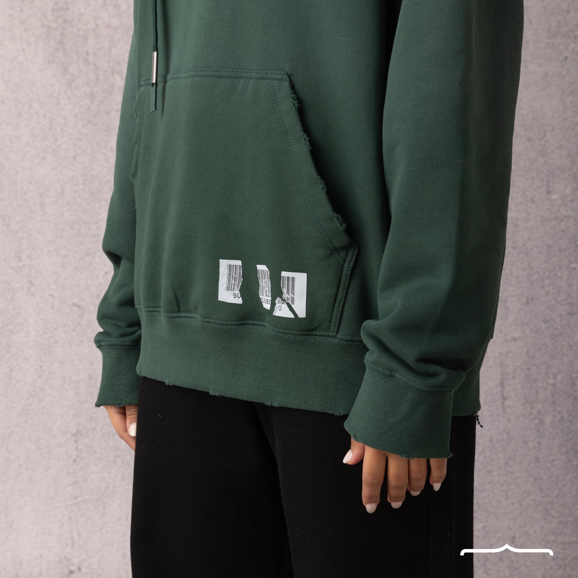 Barcode Washed Hoodie in Green