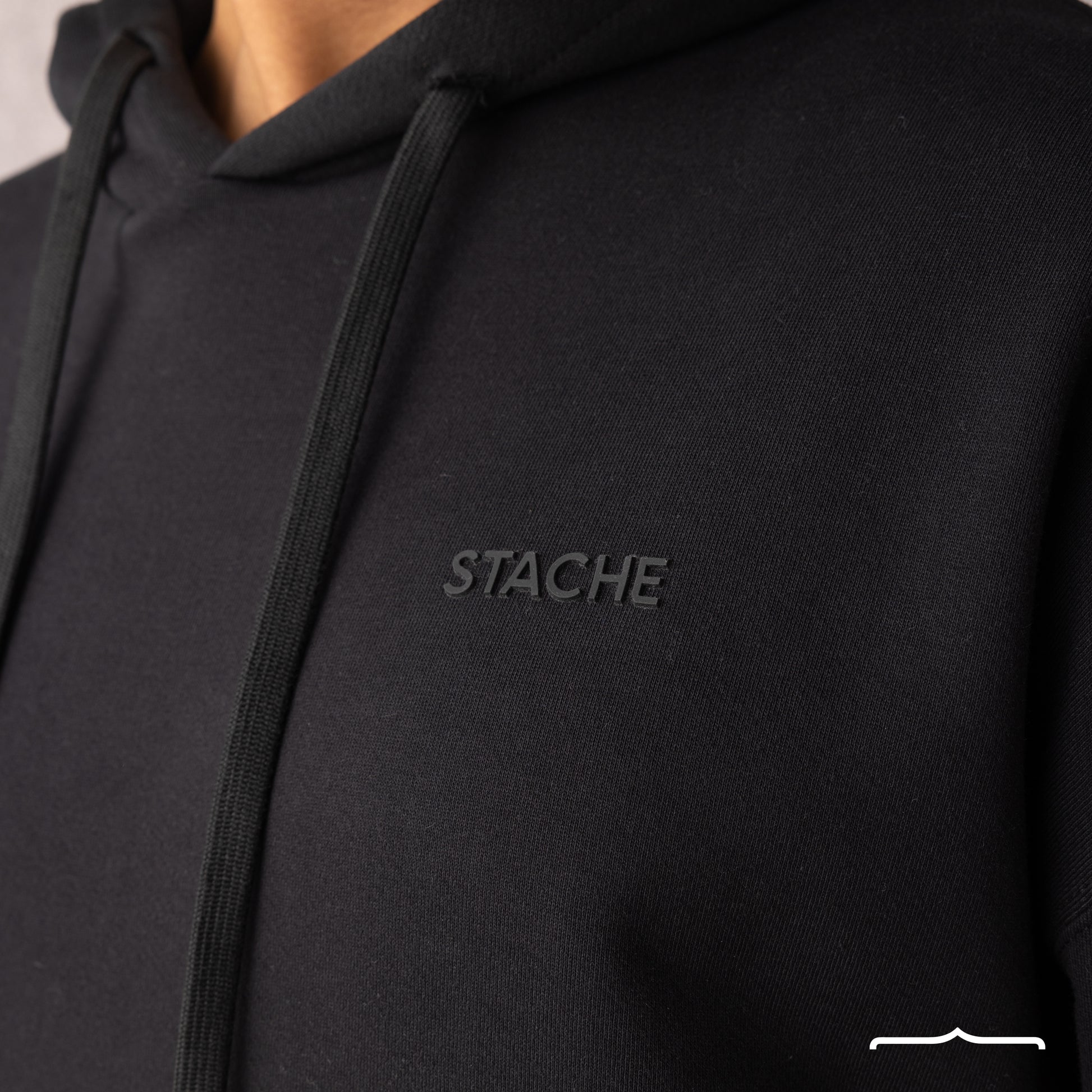 Rubber Logo Basic Hoodie in Black