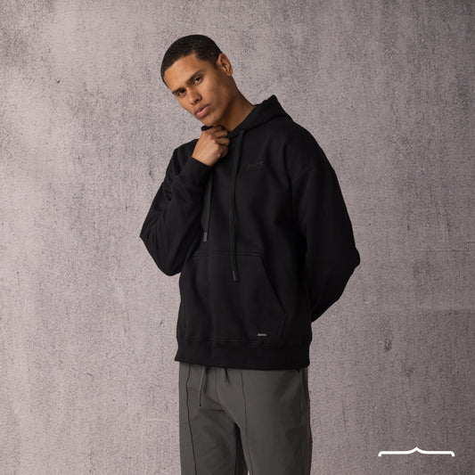 Rubber Logo Basic Hoodie in Black