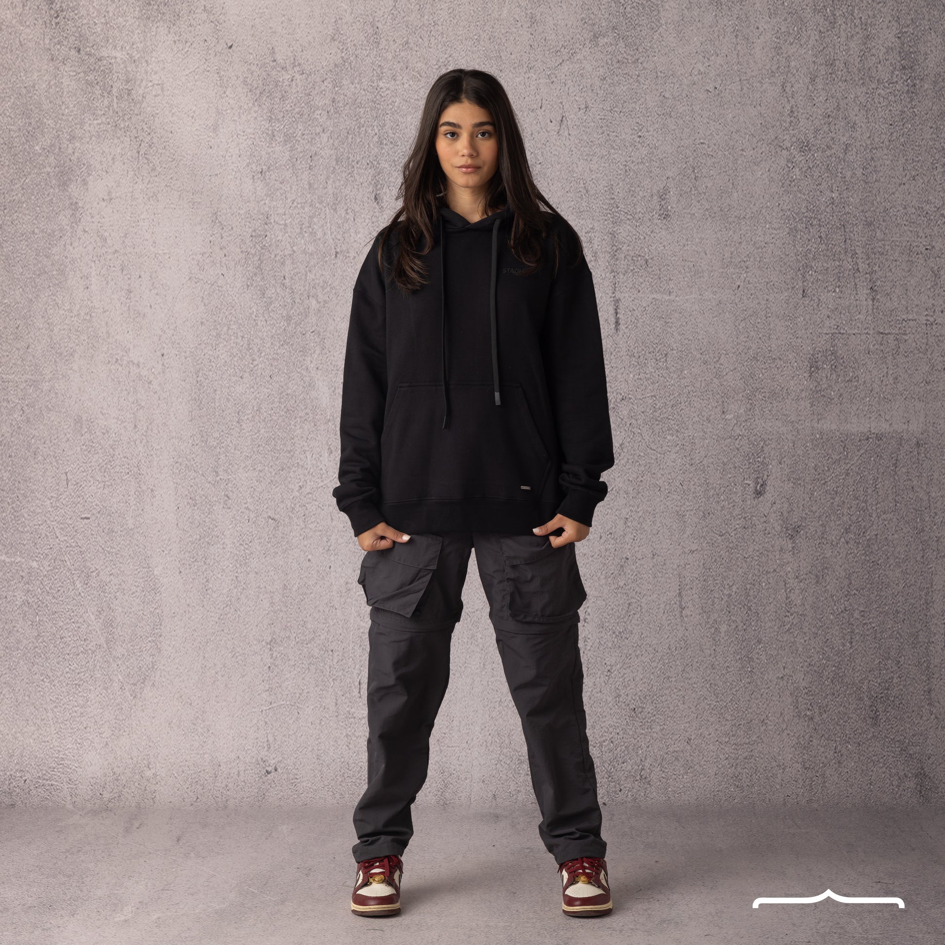 Rubber Logo Basic Hoodie in Black