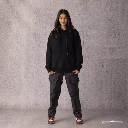 Rubber Logo Basic Hoodie in Black