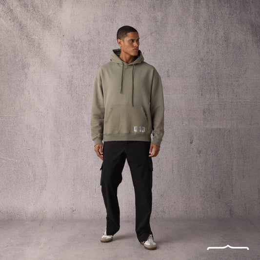 men | Barcode Washed Hoodie in Olive